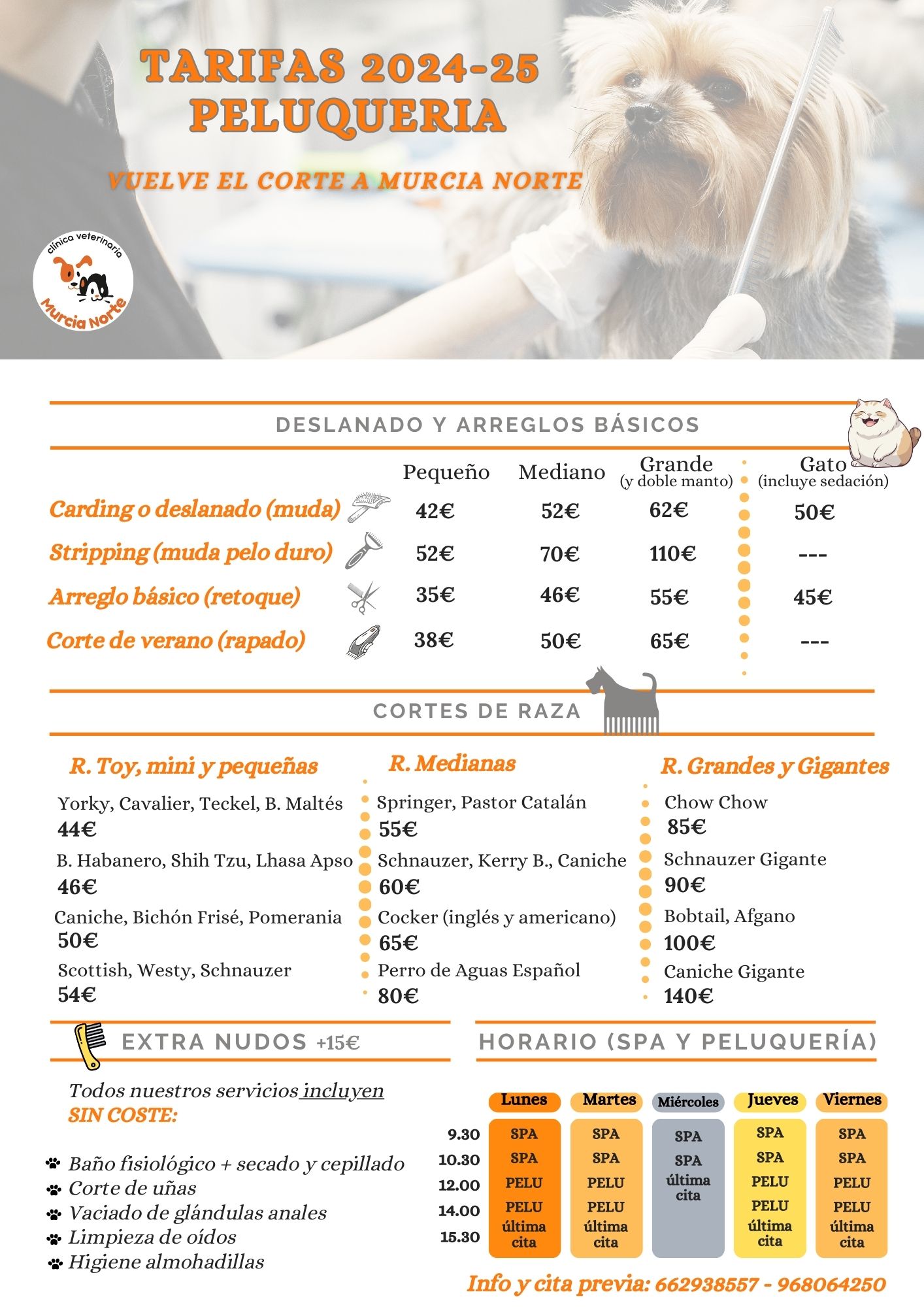 TARIFAS SERVICIO PELUQUERÍA CANINA Y FELINA